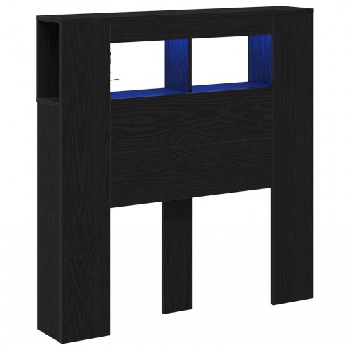 Opbevarings Hovedgærde med LED Lygter Sort Eg 100x18,5x103,5 cm