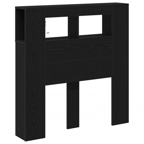 Opbevarings Hovedgærde med LED Lygter Sort Eg 100x18,5x103,5 cm