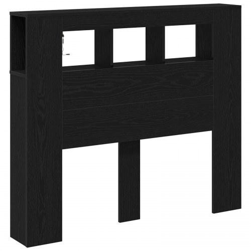 Opbevaringshovedgærde med LED-lys Sort Egetræ 120x18,5x103,5 cm