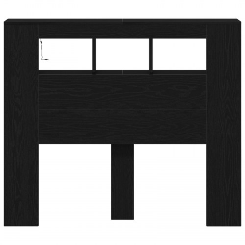 Opbevaringshovedgærde med LED-lys Sort Egetræ 120x18,5x103,5 cm