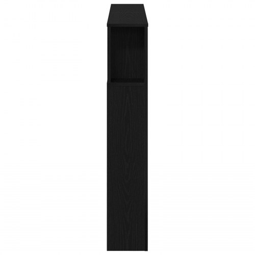 Opbevaringshovedgærde med LED-lys Sort Egetræ 120x18,5x103,5 cm