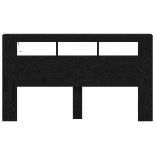 Opbevaringshovedgærde med LED-lys Sort Eg 180x18,5x103,5 cm
