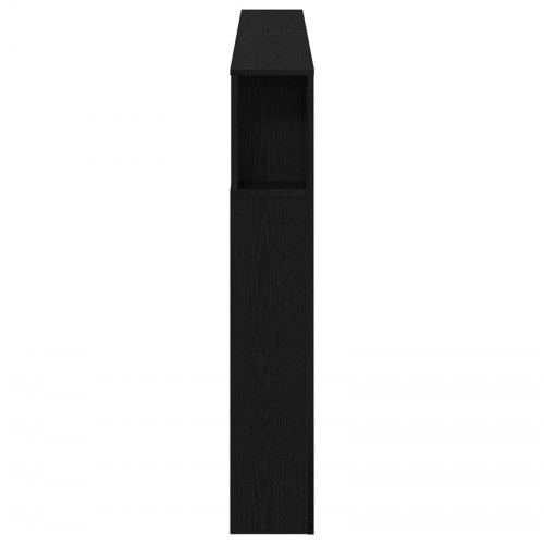 Opbevaringshovedgærde med LED-lys Sort Eg 180x18,5x103,5 cm