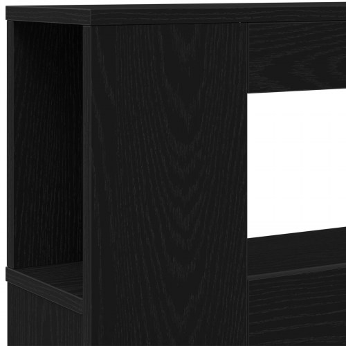 Opbevaringshovedgærde med LED-lys Sort Eg 180x18,5x103,5 cm