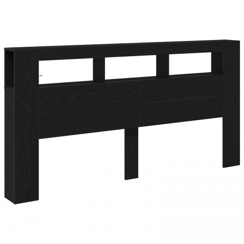 Opbevarings Hovedgærde med LED Lys Sort Eg 200x18,5x103,5 cm