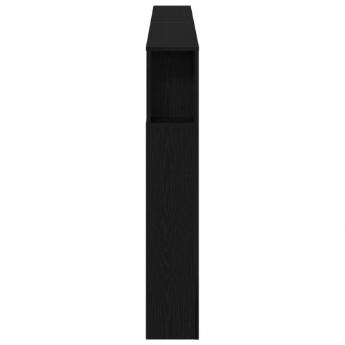 Opbevarings Hovedgærde med LED Lys Sort Eg 200x18,5x103,5 cm