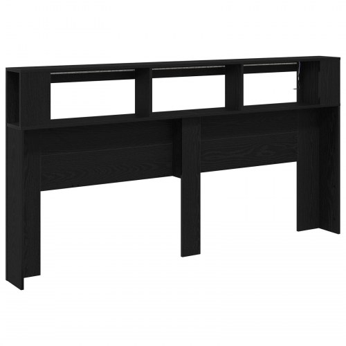 Opbevarings Hovedgærde med LED Lys Sort Eg 200x18,5x103,5 cm