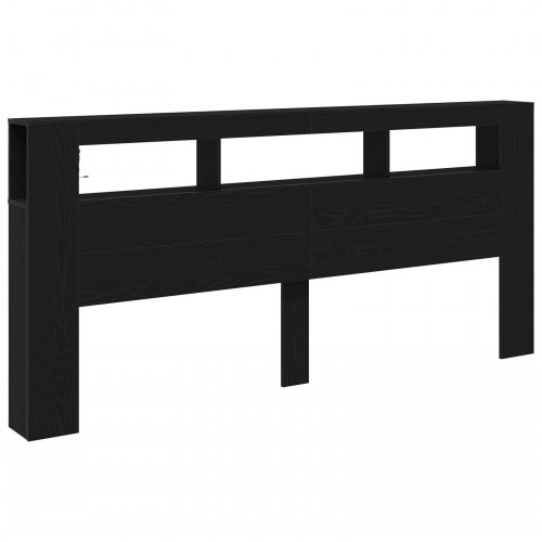 Opbevarings Hovedgærde med LED Lys Sort Eg 220x18,5x103,5 cm