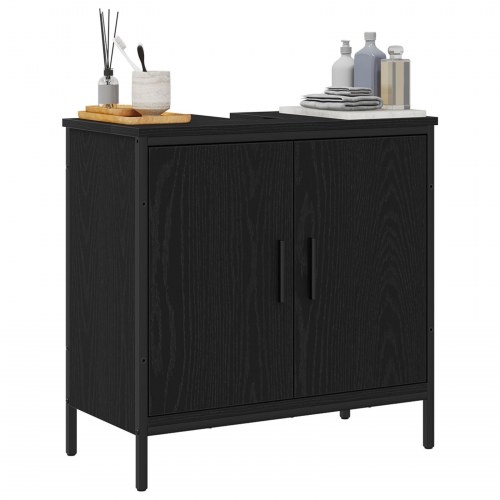 Badeværelsesskab Sort Eg 60x30x60 cm Konstrueret Træ