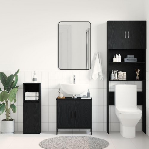 Badeværelsesskab Sort Eg 60x30x60 cm Konstrueret Træ