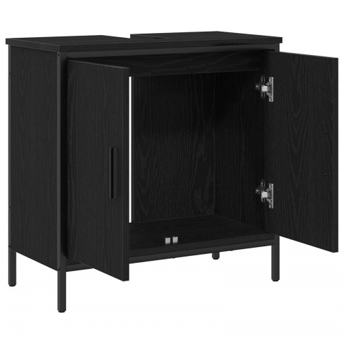 Badeværelsesskab Sort Eg 60x30x60 cm Konstrueret Træ