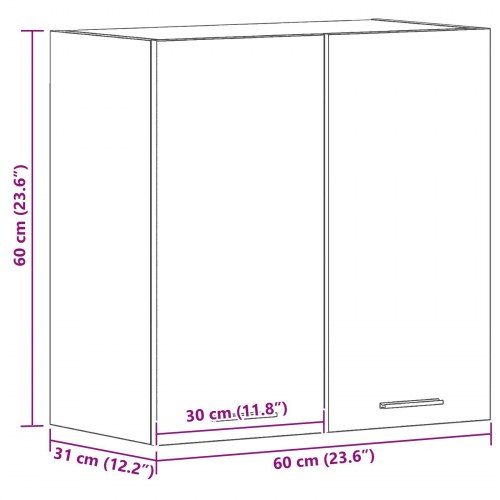 Sort Eg Hængeskab 60x31x60 cm Lavet af Konstrueret Træ