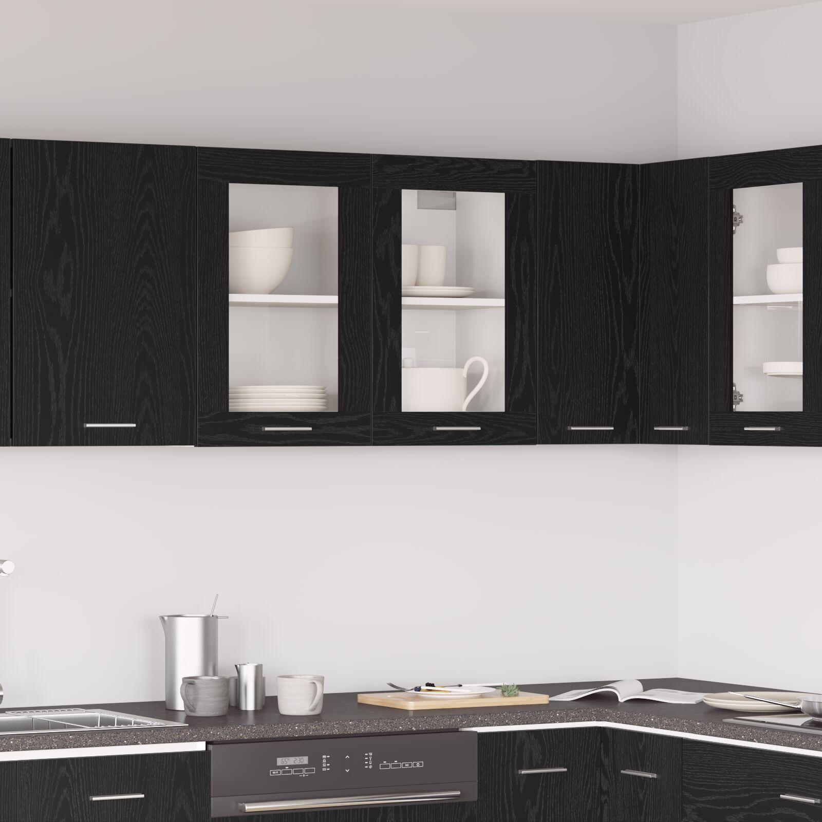 Hængende glas skab Sort eg 80 x 31 x 60 cm Konstrueret træ