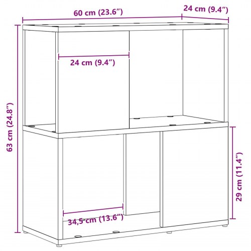 Bogreol i Sort Eg 60x24x63 cm - Konstrueret træ