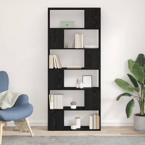Bogreol Sort Eg 80x24x186 cm Konstrueret Træ