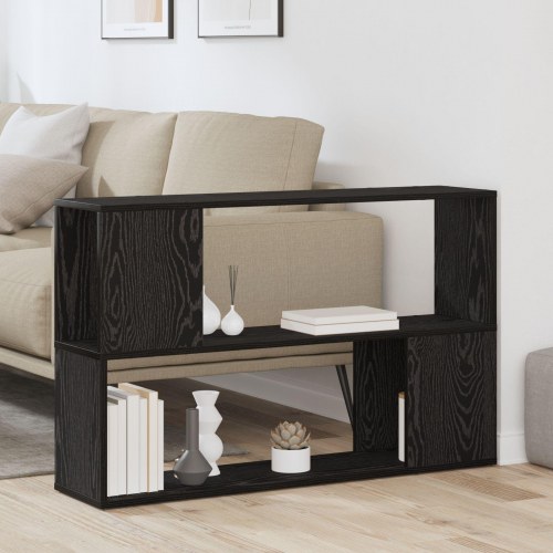 Bogreol Sort Egetræ 100x24x63 cm - Konstrueret Træ