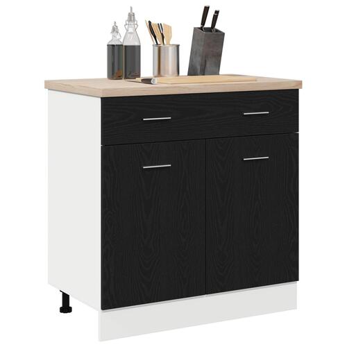 Skab med Skuffe i Sort Eg, 80x46x81.5 cm, Lavet af Konstrueret Træ