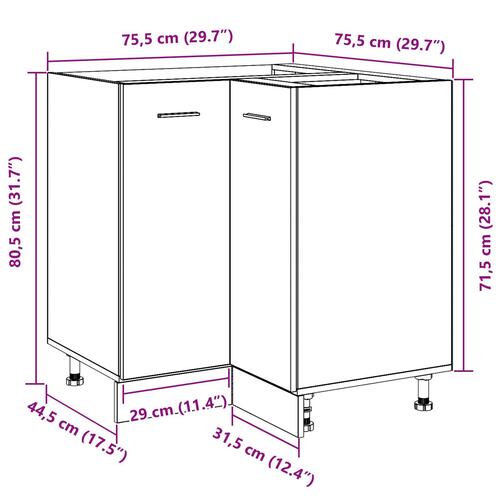 Sort Eg Hjørnebundskab - 75.5x75.5x81.5 cm