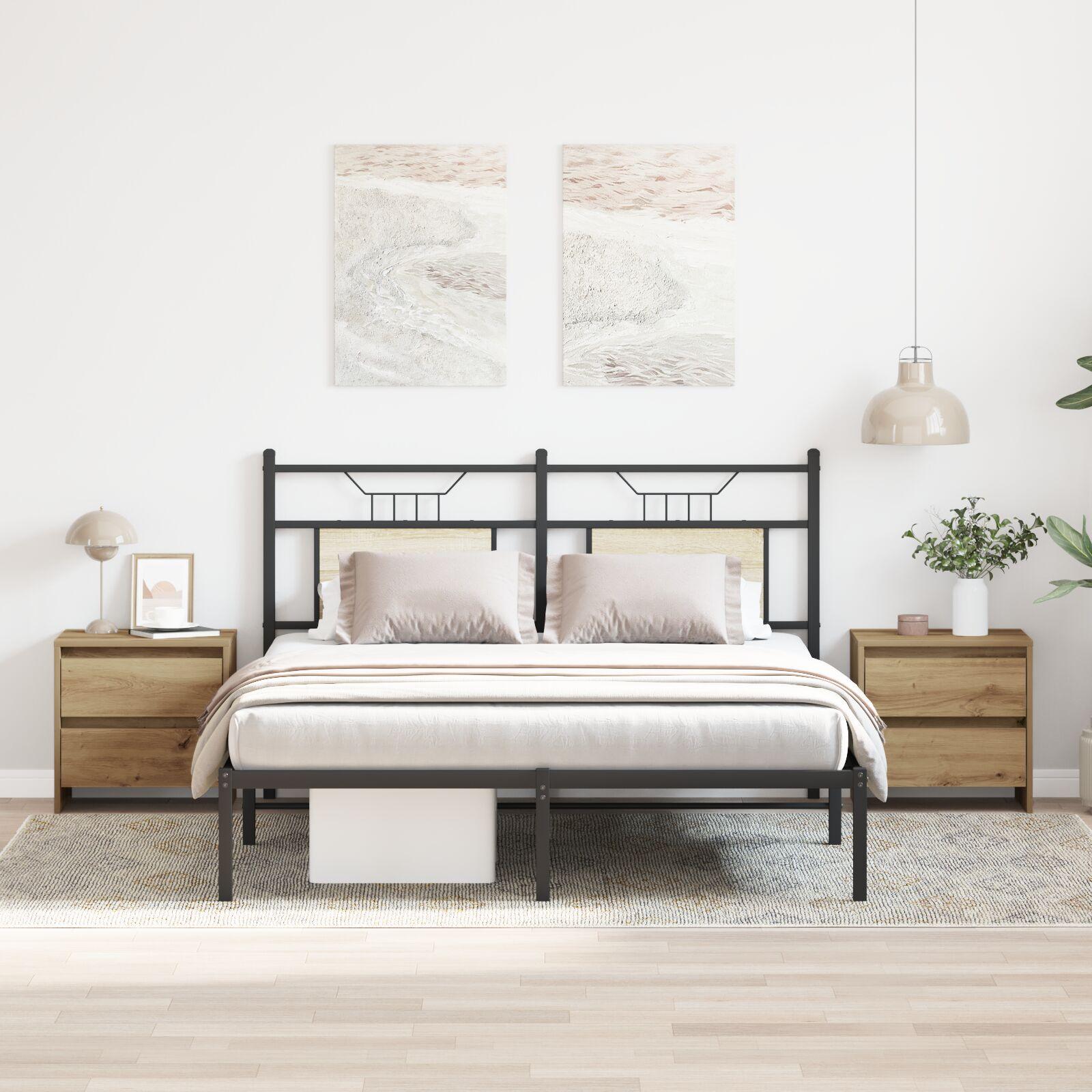 Sengebord 2 Stk Artisan Eg 45x34x445 Cm Konstrueret Træ