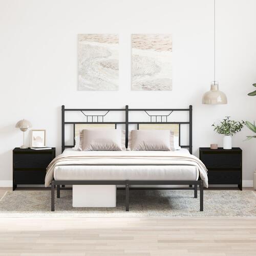 Natbord 2 stk Sort Eg 45x34x44,5 cm Konstrueret Træ