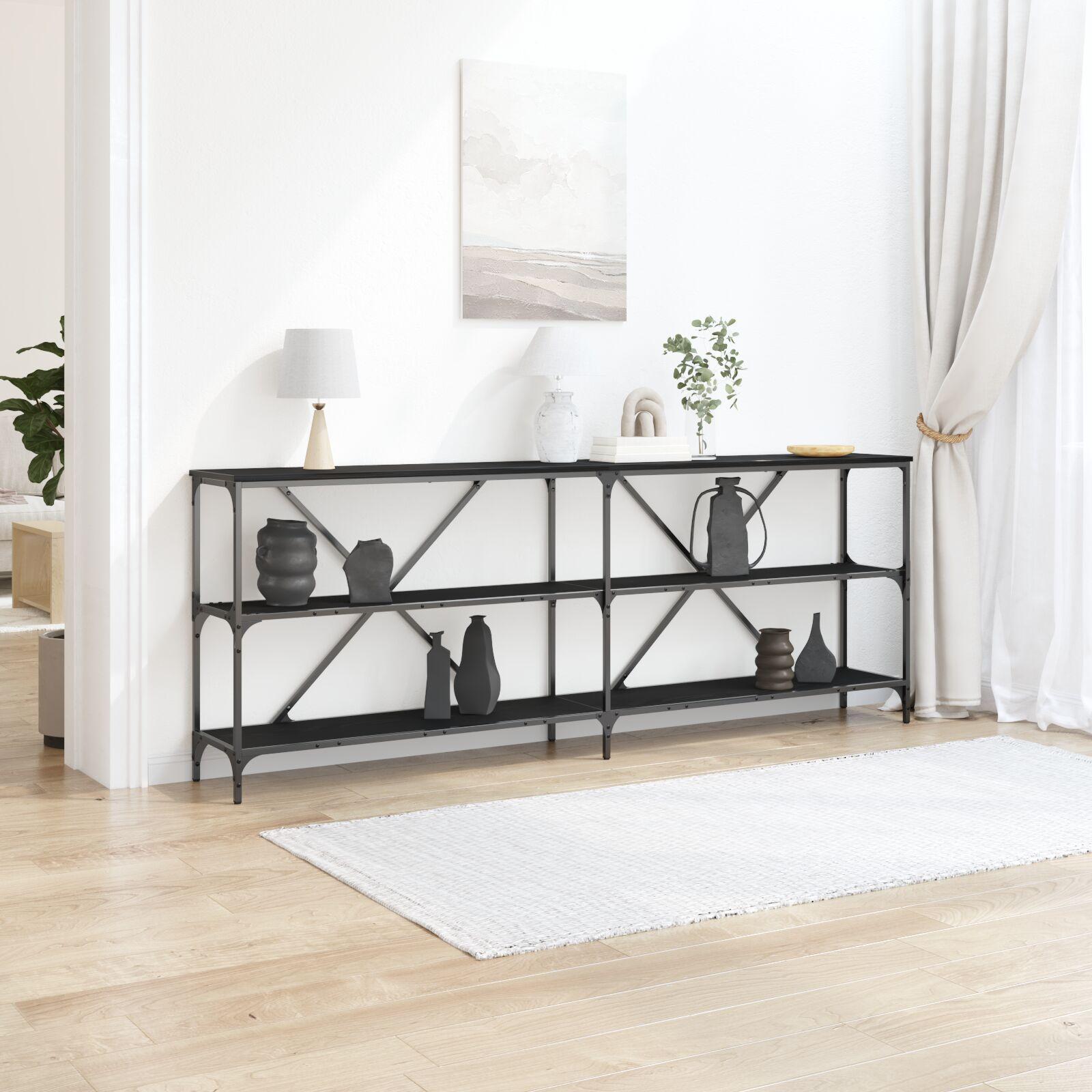 Konsolbord med hylde Andet Sort eg 180 x 30 x 75 cm