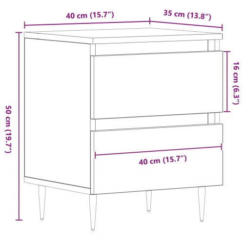 Sengebord Gammelt Træ 40x35x50 cm Ingeniørtræ