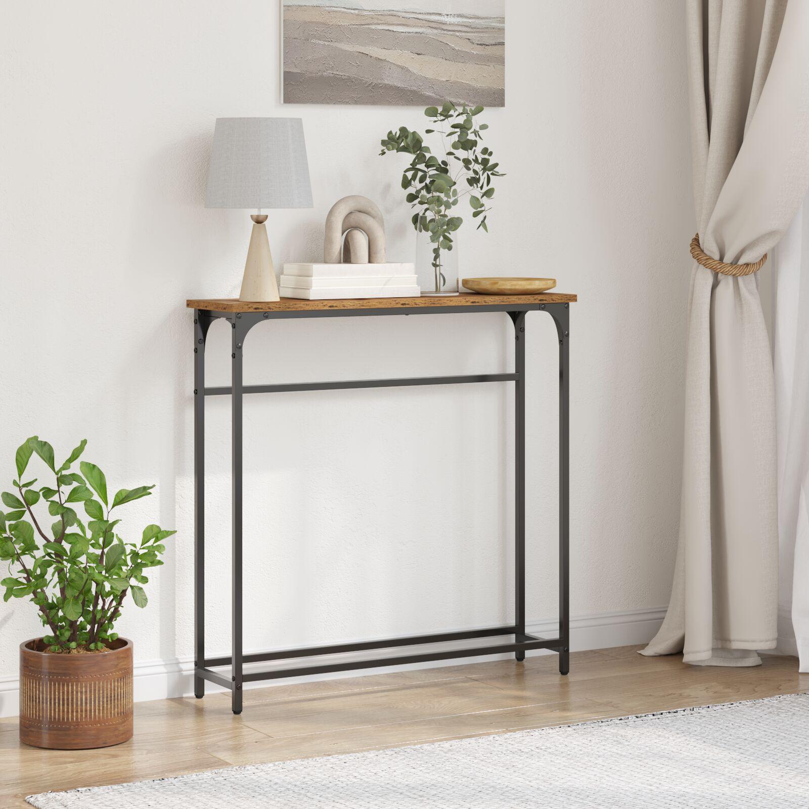 Konsolbord Gammelt træ 75 x 19.5 x 75 cm Laminat træ og metal