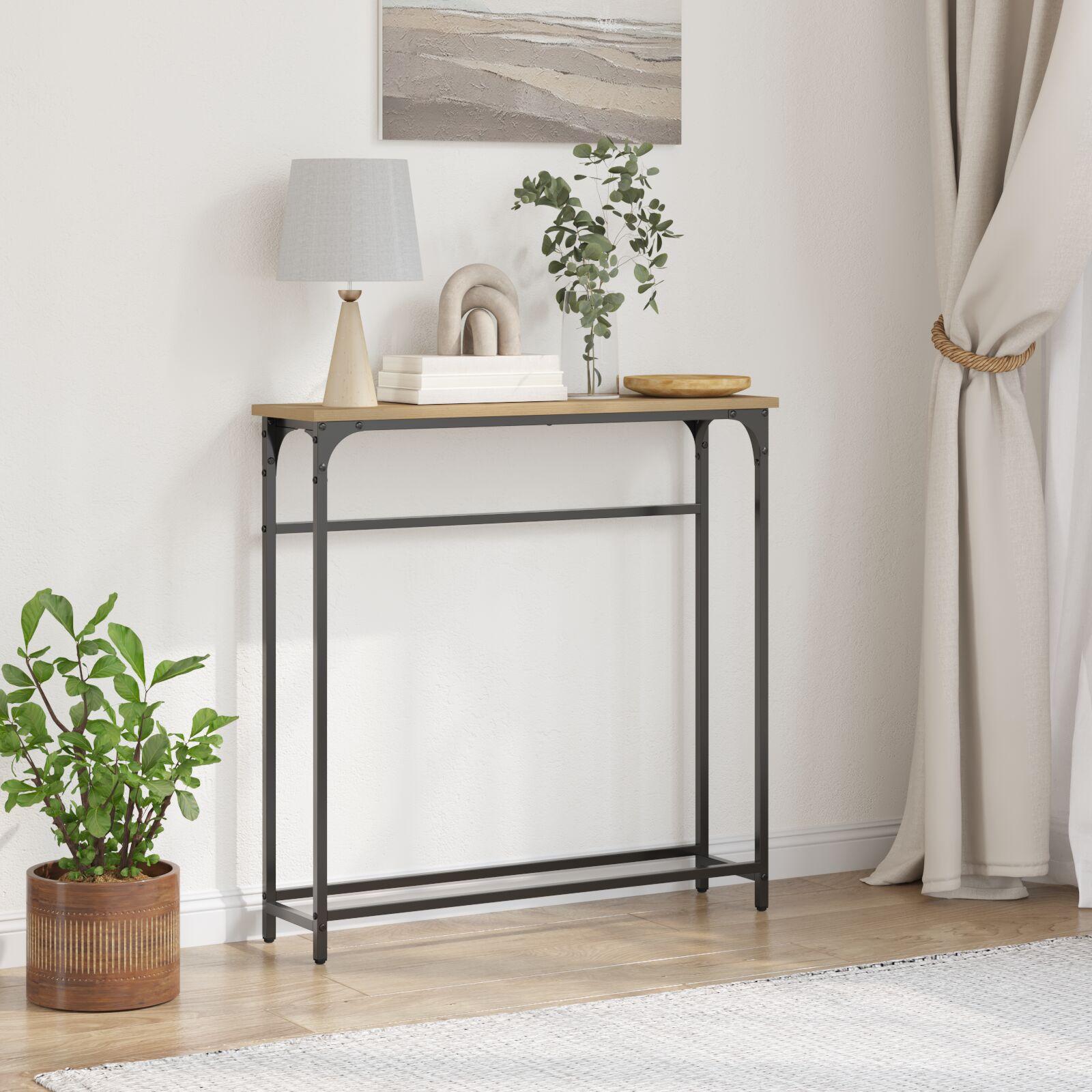 Konsolbord artisan eg 75 x 19.5 x 75 cm Laminat træ og metal