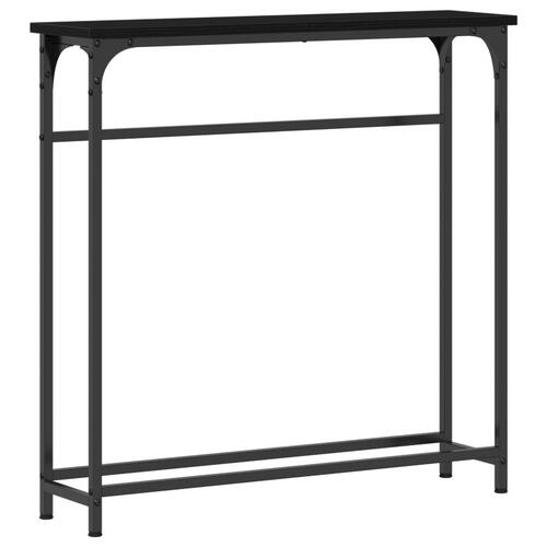 Konsolbord Sort egetræ Metalramme, MDF-top Kompakt Holdbart