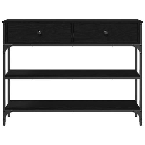 Konsolbord Sort Eg 100x25x75 cm Ingeniørtræ & Stål
