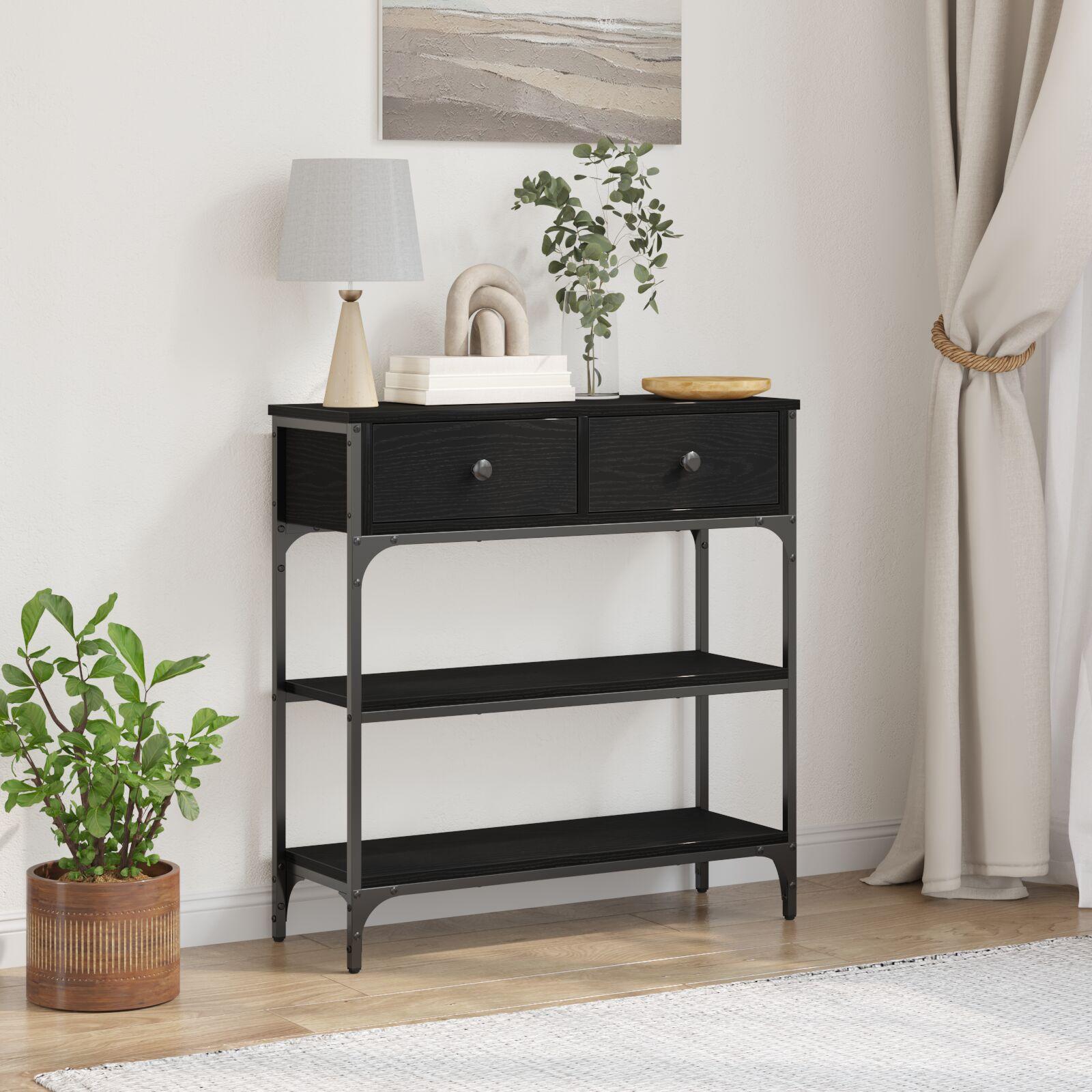 Konsolbord Sort eg 72,5 x 25 x 75 cm Laminat træ og metal