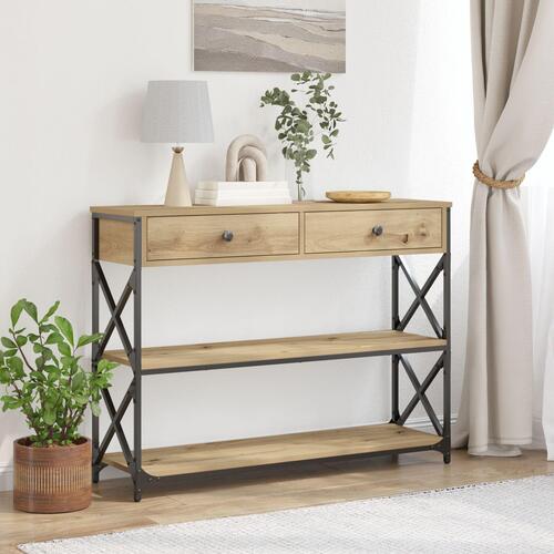 Konsolbord Artisan Egetræ 100x28x75 cm Ingeniørtræ & Stål