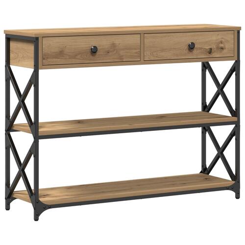 Konsolbord Artisan Egetræ 100x28x75 cm Ingeniørtræ & Stål