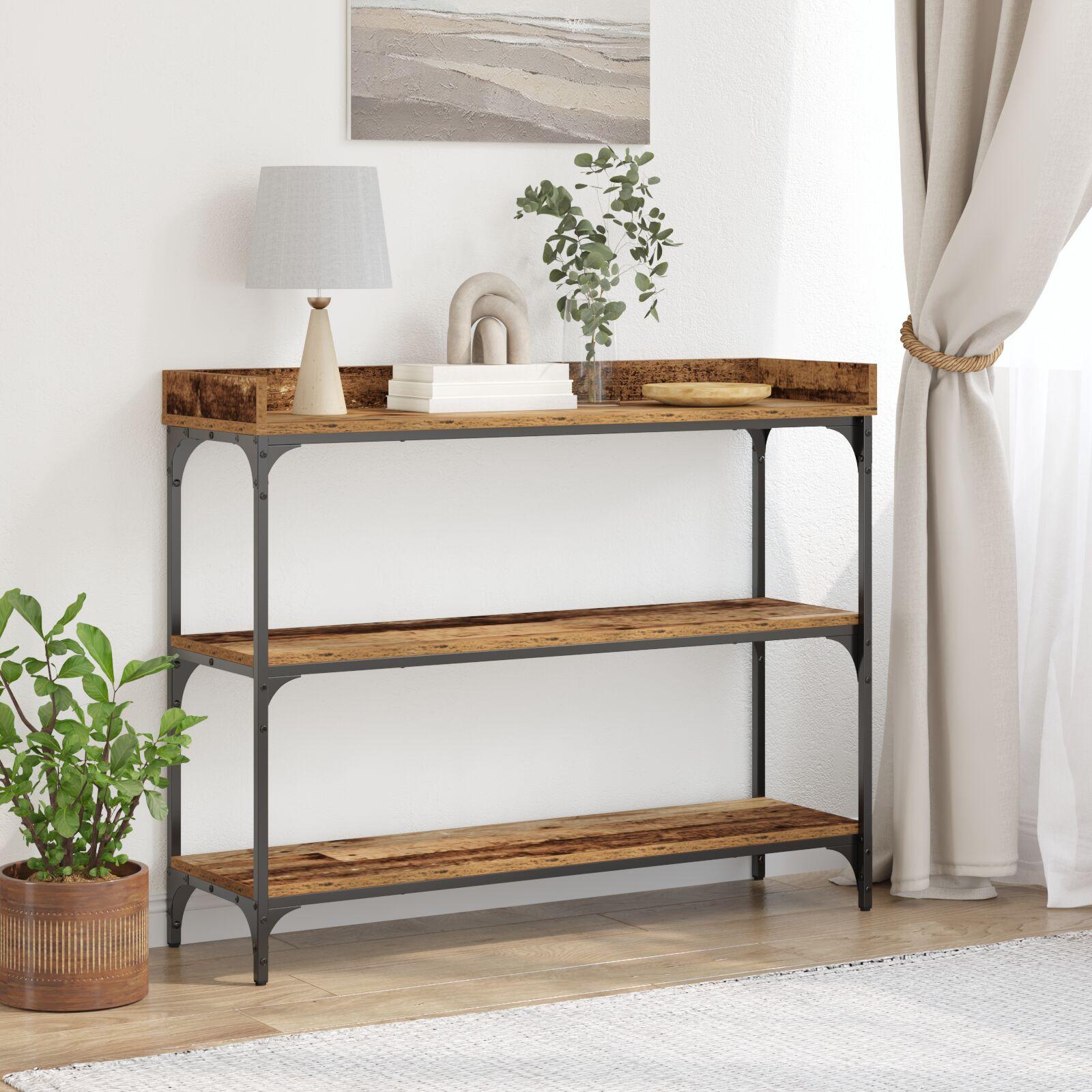 Konsolbord Gammelt træ 100 x 30 x 80 cm Laminat træ og metal