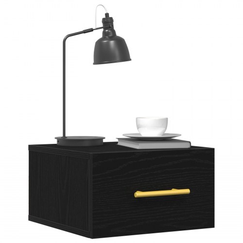 Sengbord Vægmonteret Sort Eg 35x35x20 cm