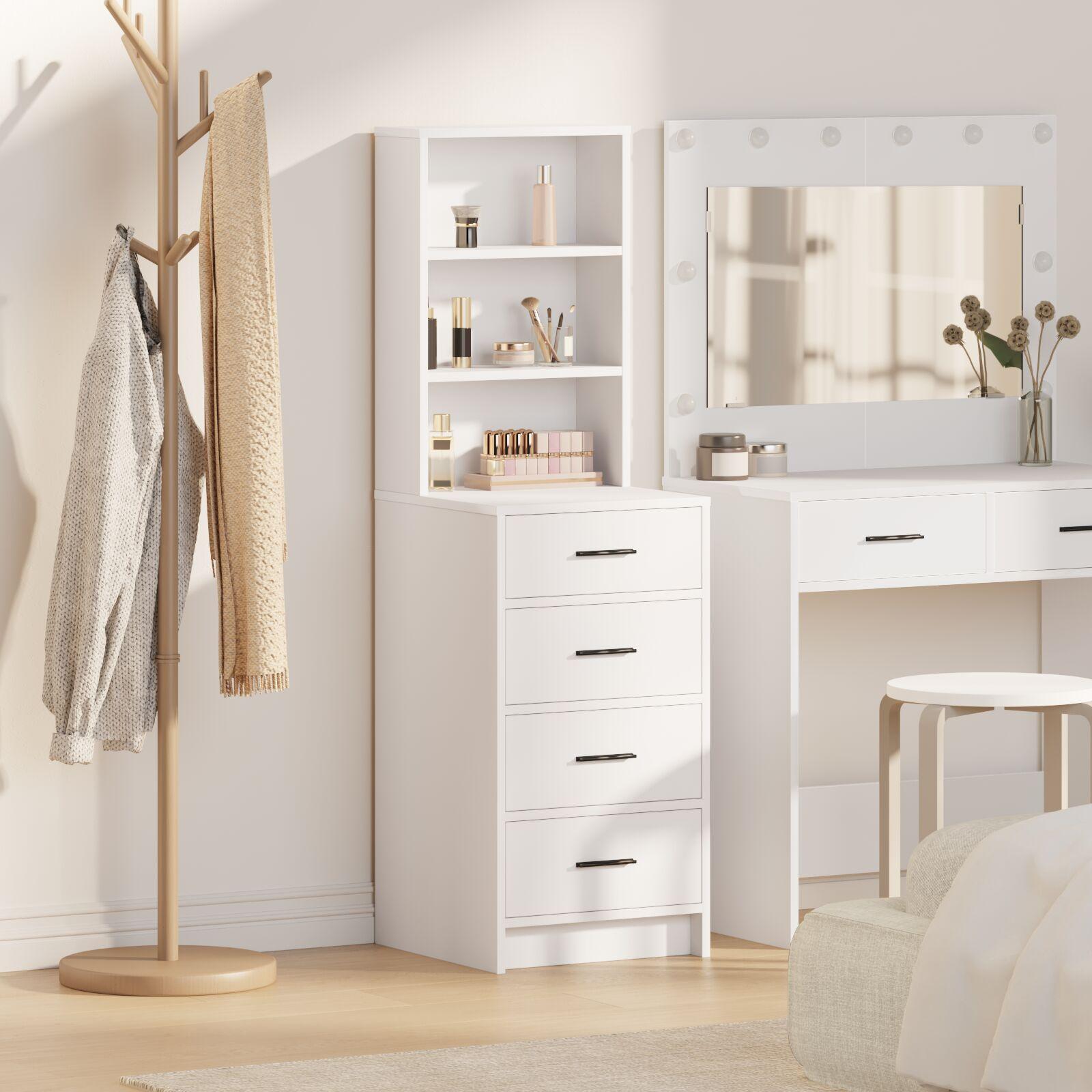 Highboard med skuffe Hvid 40 x 41 x 135 cm Konstrueret træ