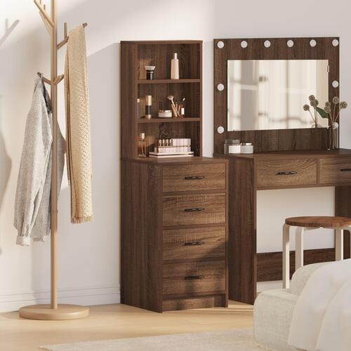 Highboard Brun Egetræ 40x41x135 cm Konstrueret Træ