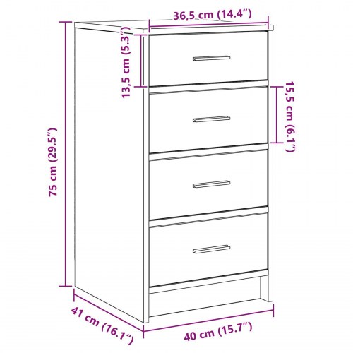 Sideboard Hvid 40x41x75 cm Konstrueret Træ