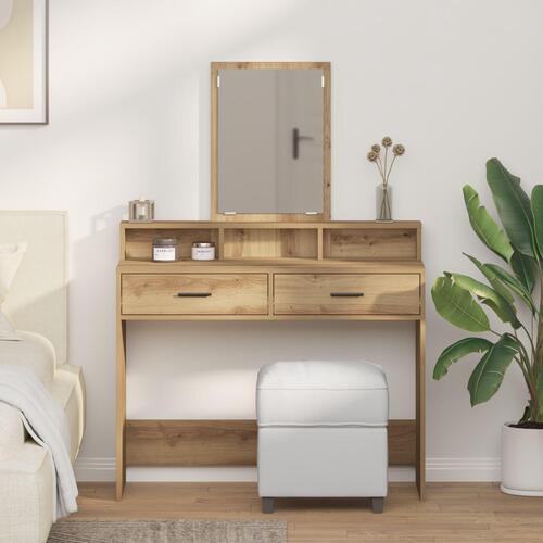 Makeupbord med skuffer i artisan eg 100x41x140 cm
