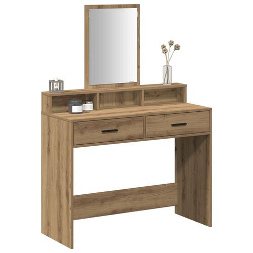 Makeupbord med skuffer i artisan eg 100x41x140 cm