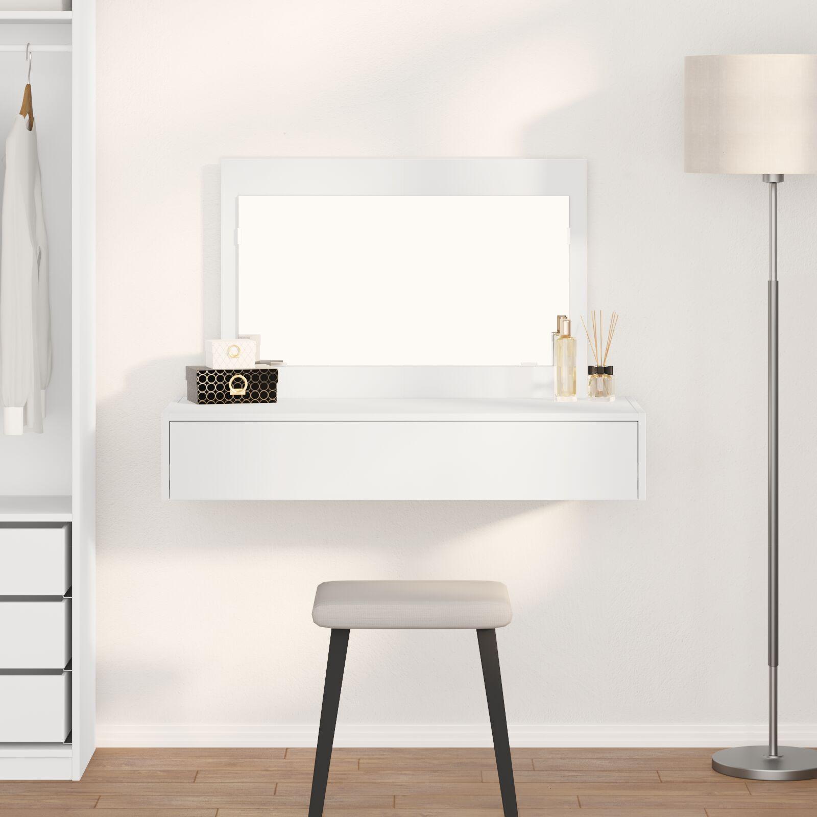 Væghængt Makeupbord Hvid 100x40x70 cm