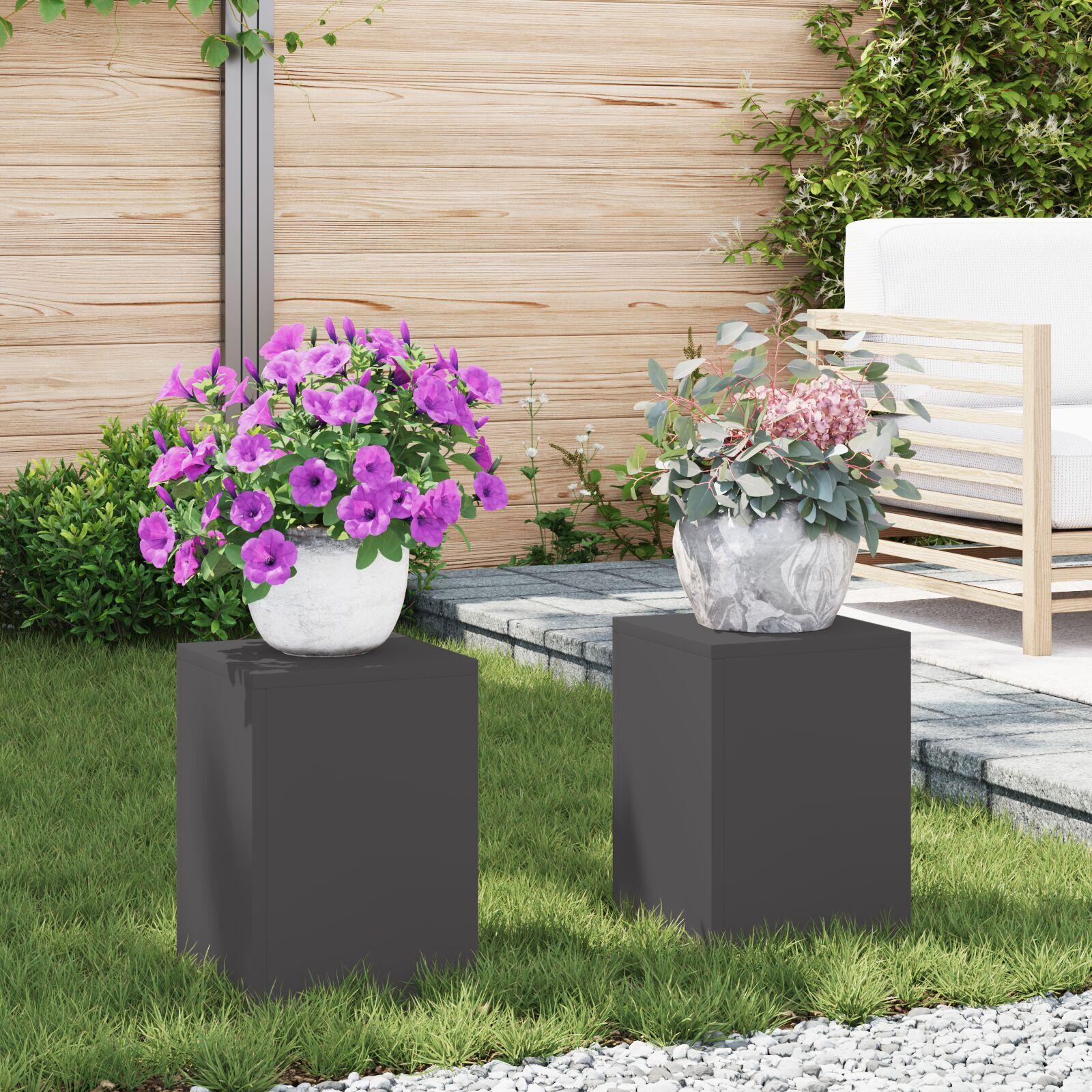 Planteholdere 2 stk Sort 24 x 24 x 35 cm Stål