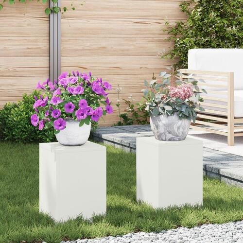 Udendørs Planteholdere Søjle 2 stk Hvid 24x24x35 cm Stål