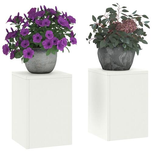 Udendørs Planteholdere Søjle 2 stk Hvid 24x24x35 cm Stål