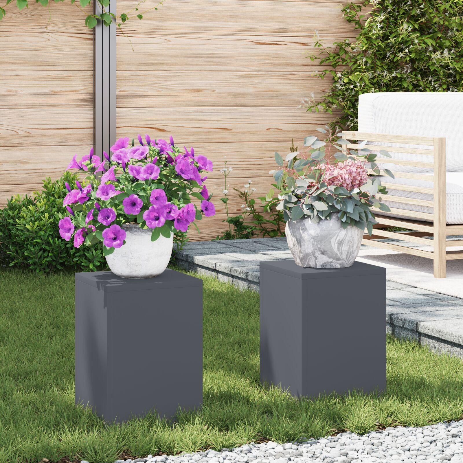 Planteholdere 2 stk Antracit 24 x 24 x 35 cm Stål