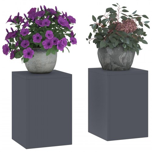 Udendørs Planteholdere Søjle 2 stk Antracitgrå 24x24x35 cm Stål