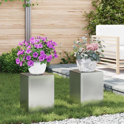 Udendørs Planteholdere Søjle 2 stk 24x24x35 cm Galvaniseret Stål