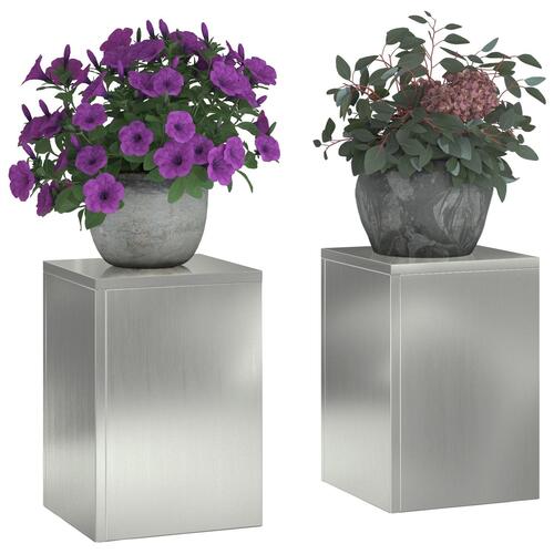 Udendørs Planteholdere Søjle 2 stk 24x24x35 cm Galvaniseret Stål