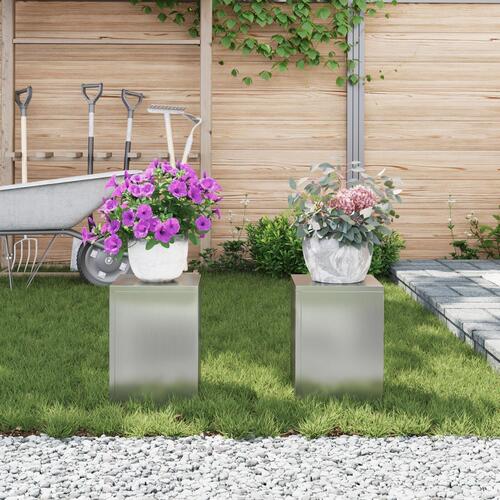Udendørs Planteholdere Søjle 2 stk 24x24x35 cm Galvaniseret Stål