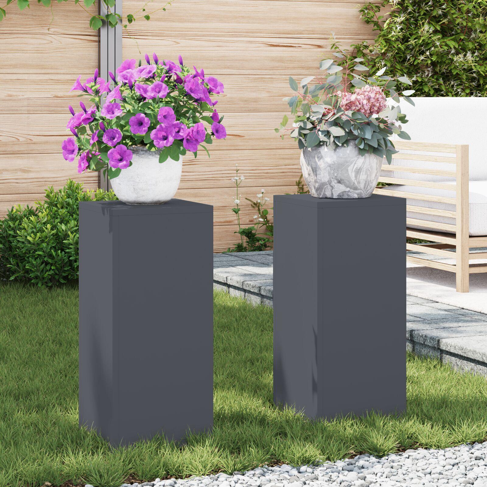 Planteholdere 2 stk Antracit 24 x 24 x 55 cm Stål